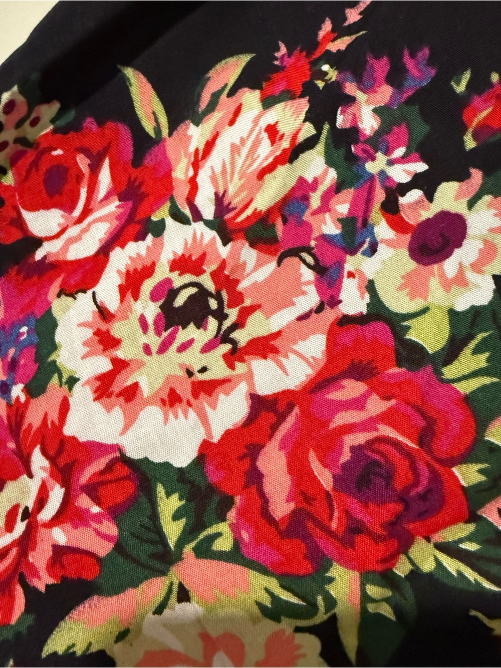 Black Floral Short Cotton Robe, size medium NWT - Picture 6 of 6